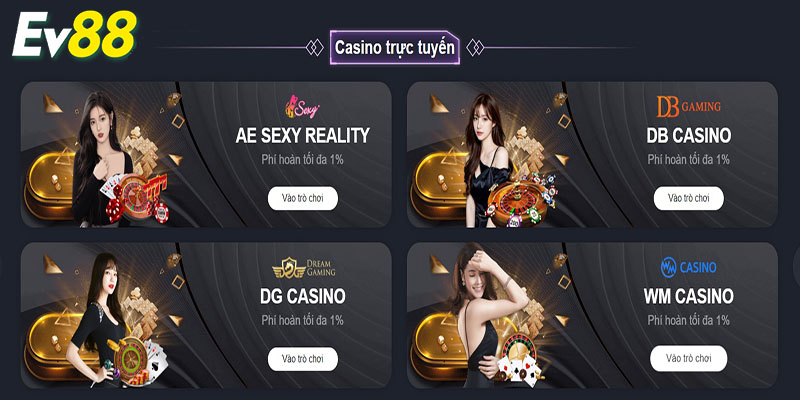 EV88 cung cấp nhiều loại hình giải trí khác nhau, từ casino trực tuyến đến thể thao điện tử.